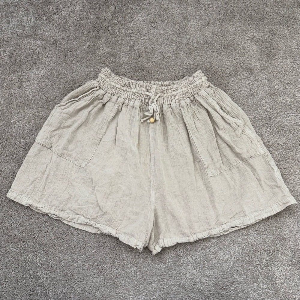 Linen blend pull on shorts - 2X